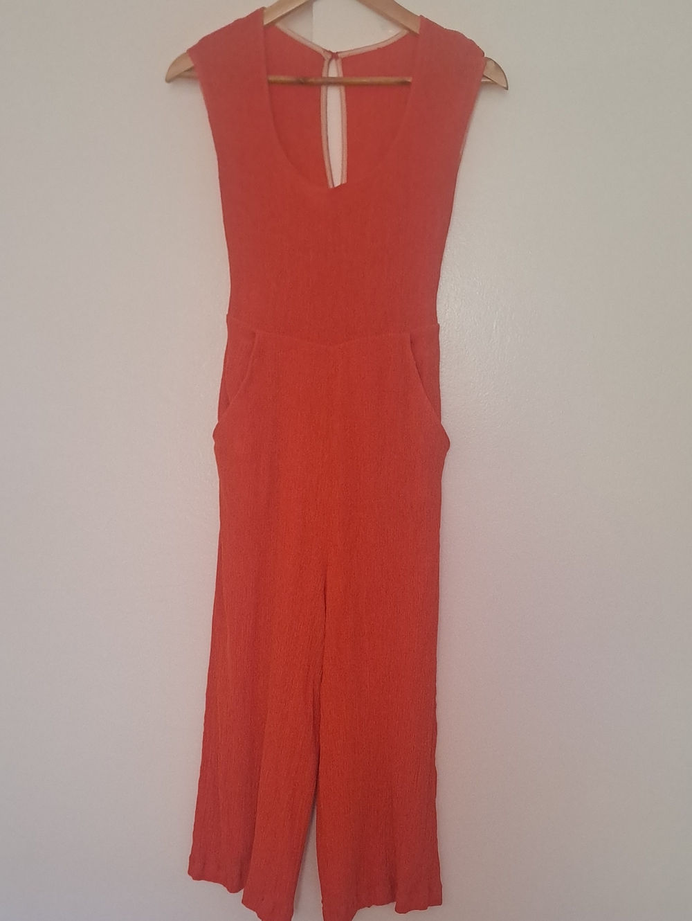 Anthropologie Sleeveless Orange Jumpsuit with Keyhole Back ,